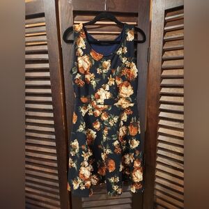 Chic Floral Mini Dress - Black and Orange